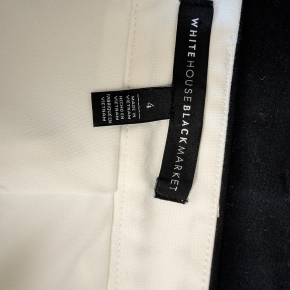 White House Black Market White Pencil Skirt with Black Piping - Picture 3 of 3